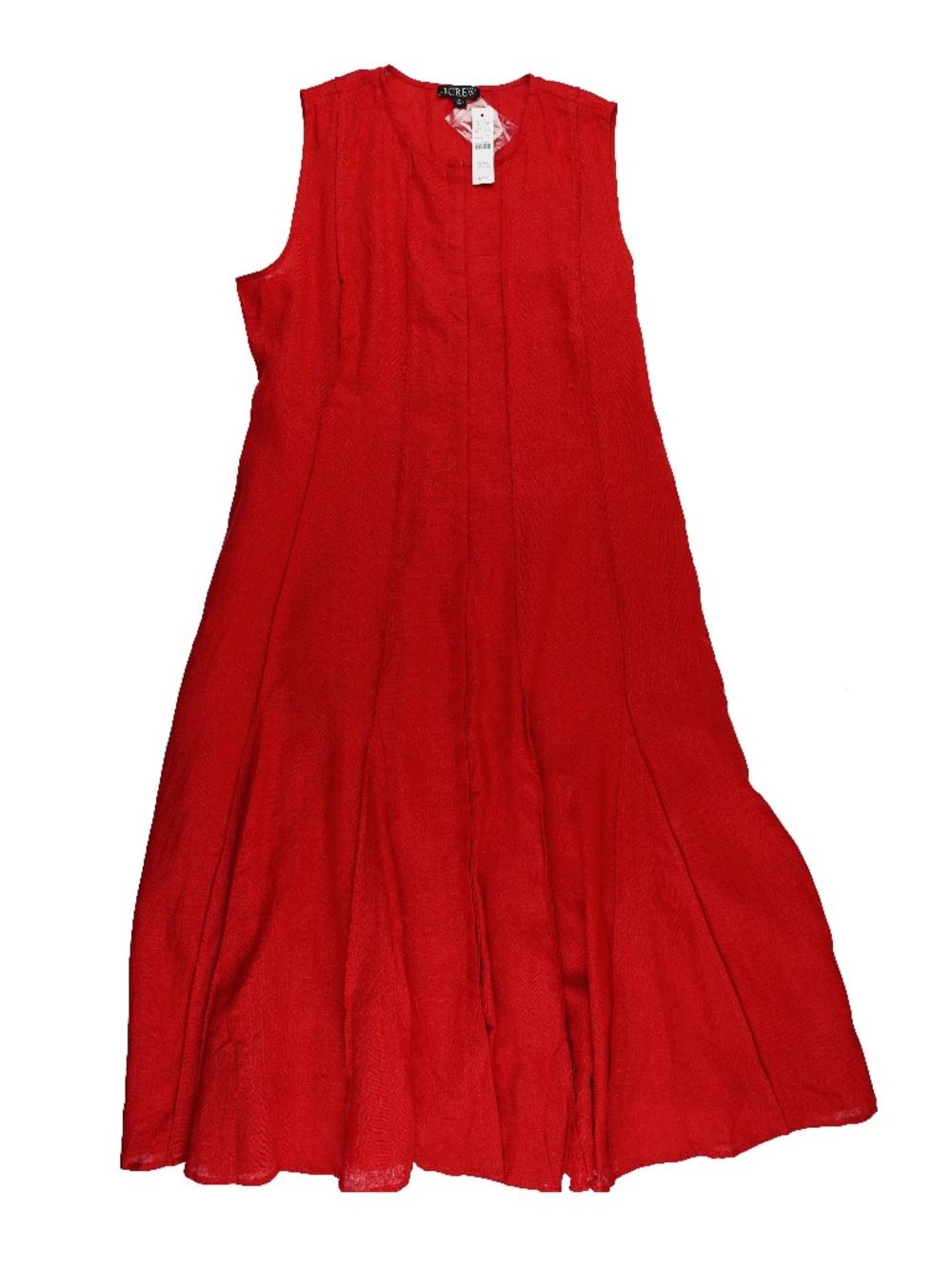 New JCREW Size L Seamed Linen Dress in Red $248 CA671 - Picture 5 of 7